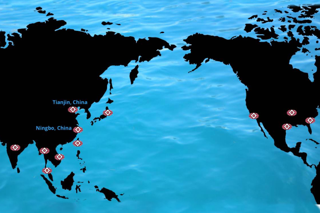 Tengco Map of Factory and Distribution Centers